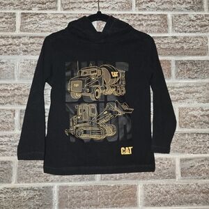Kids Black Hoodie with Construction Print